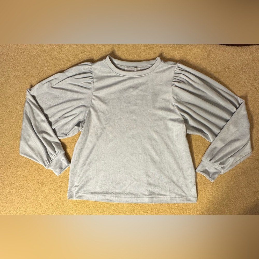 LOFT Soft Gray Velour Top